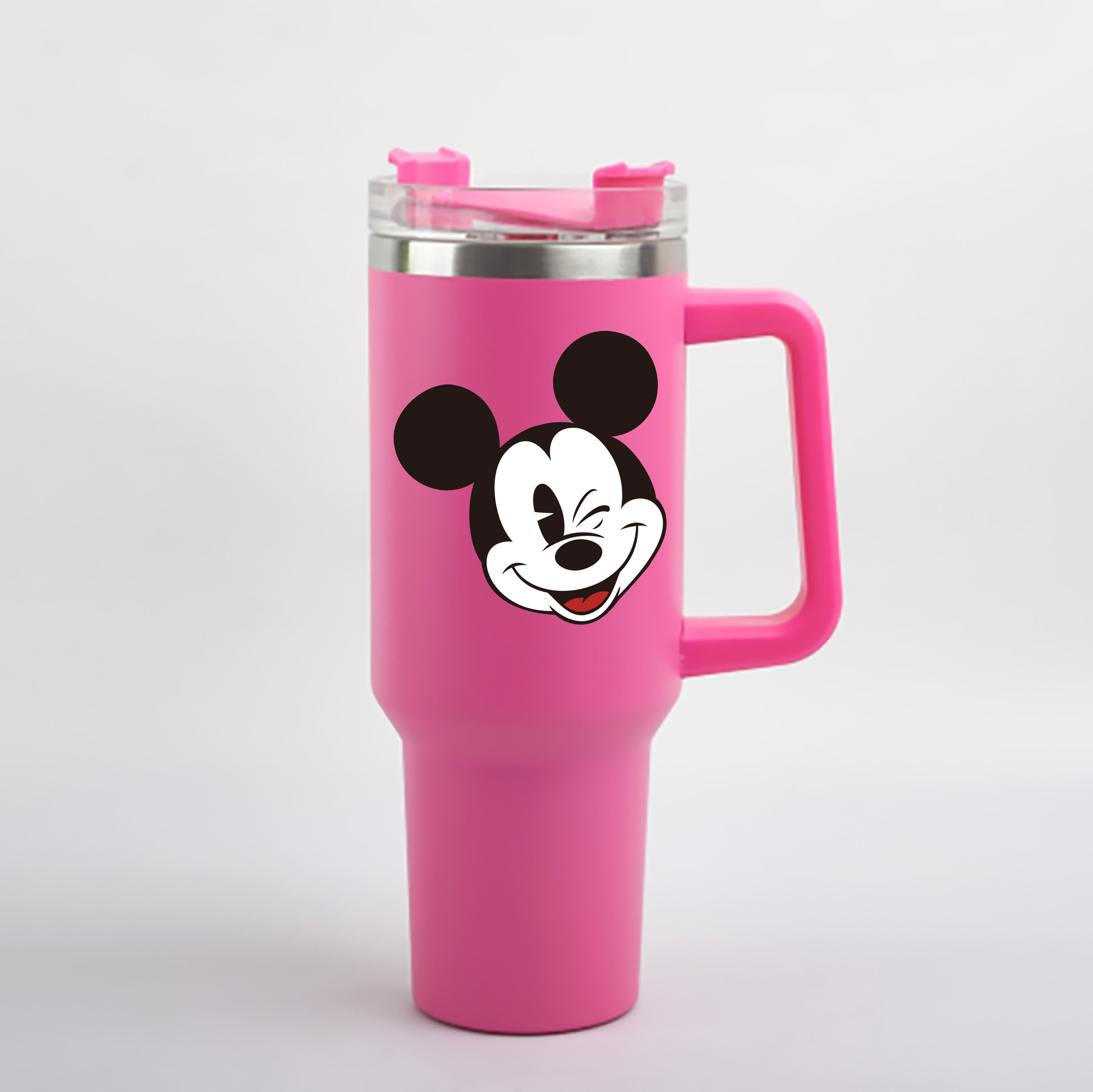 ミッキーマウス Mickey Mouse 1200mL車用タンブラー - クリスタルステッカー（プラスチックストロー付き）